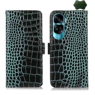 For Honor 90 Lite 5G / X50i Crocodile Top Layer Cowhide Leather Phone Case(Green)