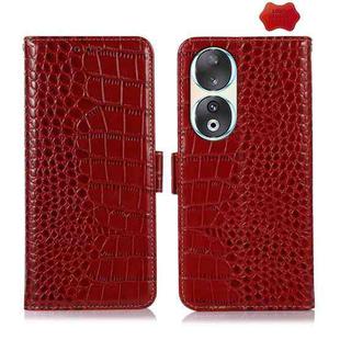 For Honor 90 Crocodile Top Layer Cowhide Leather Phone Case(Red)