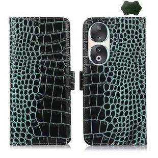 For Honor 90 Crocodile Top Layer Cowhide Leather Phone Case(Green)
