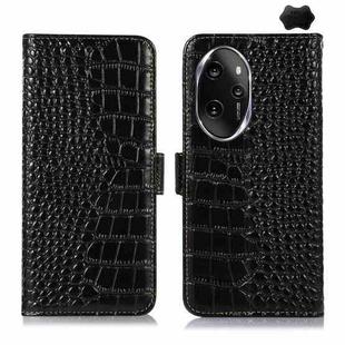 For Honor 100 Pro Crocodile Top Layer Cowhide Leather Phone Case(Black)