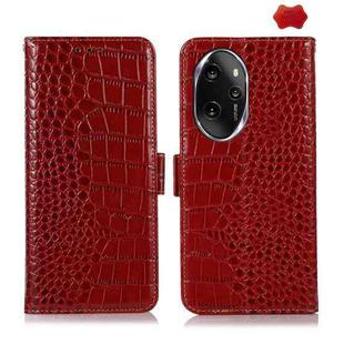 For Honor 100 Pro Crocodile Top Layer Cowhide Leather Phone Case(Red)