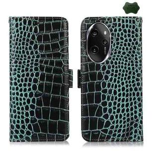 For Honor 100 Pro Crocodile Top Layer Cowhide Leather Phone Case(Green)