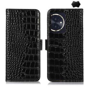 For Honor 100 Crocodile Top Layer Cowhide Leather Phone Case(Black)