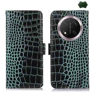 For Honor X9c 5G Global Crocodile Top Layer Cowhide Leather Phone Case(Green)