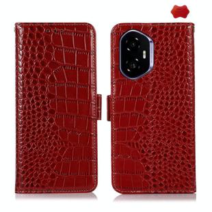 For Honor 400 Crocodile Top Layer Cowhide Leather Phone Case(Red)