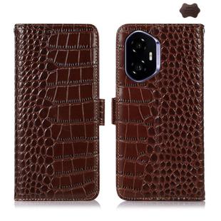 For Honor 400 Crocodile Top Layer Cowhide Leather Phone Case(Brown)