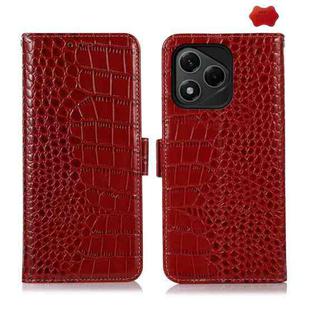 For Honor 400 Lite Crocodile Top Layer Cowhide Leather Phone Case(Red)