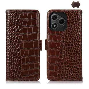For Honor 400 Lite Crocodile Top Layer Cowhide Leather Phone Case(Brown)