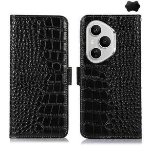 For Honor 400 Pro Global 160.8mm Crocodile Top Layer Cowhide Leather Phone Case(Black)