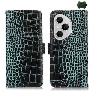 For Honor 400 Pro Global 160.8mm Crocodile Top Layer Cowhide Leather Phone Case(Green)