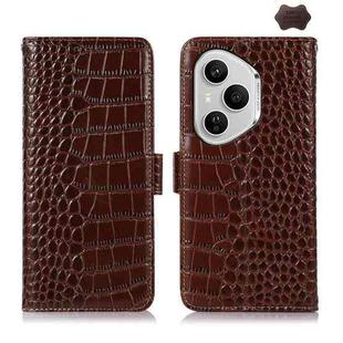 For Honor 400 Pro Global 160.8mm Crocodile Top Layer Cowhide Leather Phone Case(Brown)