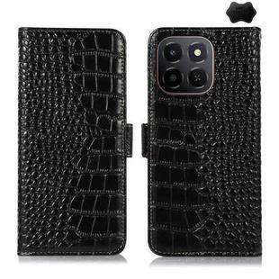 For Honor X6c 4G Crocodile Top Layer Cowhide Leather Phone Case(Black)