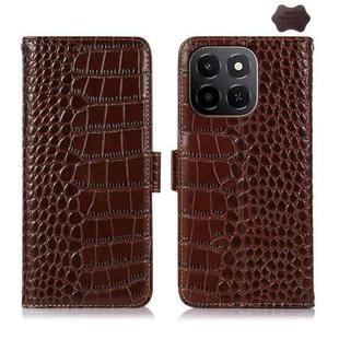 For Honor X6c 4G Crocodile Top Layer Cowhide Leather Phone Case(Brown)