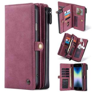 For iPhone SE 2022 / SE 2020 / 8 / 7 CaseMe 018 Detachable Multi-functional Horizontal Flip Leather Case with Card Slot & Holder & Zipper Wallet & Photo Frame(Red)