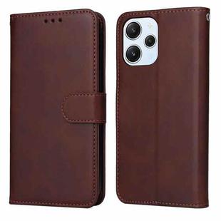 For Xiaomi Redmi 12 4G Classic Calf Texture Flip Leather Phone Case(Brown)