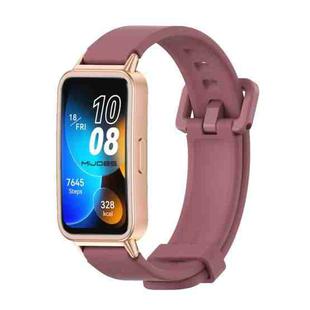 For Huawei Band 8 Mijobs Silicone Breathable Watch Band(Wine Red+Rose Gold)