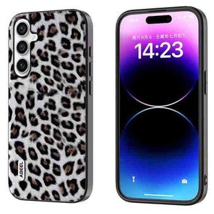 For Samsung Galaxy A24 4G ABEEL Black Edge Leopard Phone Case(Silver Leopard)