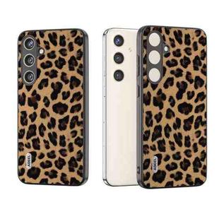 For Samsung Galaxy S24 5G ABEEL Black Edge Leopard Phone Case(Golden Leopard)