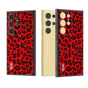 For Samsung Galaxy S24 Ultra 5G ABEEL Black Edge Leopard Phone Case(Red Leopard)