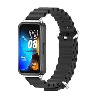 For Huawei Band 8 Mijobs Marine Silicone Breathable Watch Band(Black+Silver)