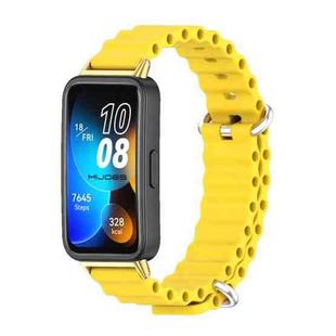 For Huawei Band 8 Mijobs Marine Silicone Breathable Watch Band(Yellow+Gold)