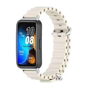 For Huawei Band 8 Mijobs Marine Silicone Breathable Watch Band(Grey+Silver)