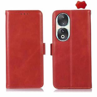 For Honor 90 Crazy Horse Top Layer Cowhide Leather Phone Case(Red)