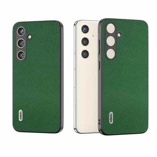 For Samsung Galaxy S24 5G ABEEL Black Edge Genuine Leather Mino Phone Case(Green)