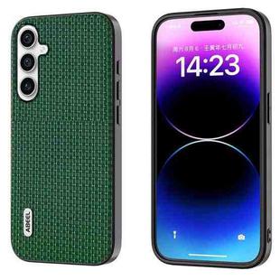 For Samsung Galaxy S23 FE 5G ABEEL Genuine Leather Luxury Black Edge Phone Case(Night Green)