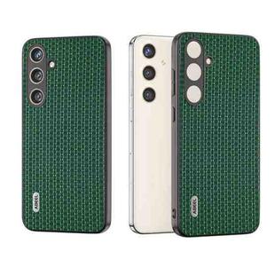 For Samsung Galaxy S24 5G ABEEL Genuine Leather Luxury Black Edge Phone Case(Night Green)