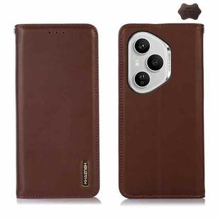 For Honor 400 Pro Global 160.8mm KHAZNEH Nappa Top Layer Cowhide Leather Phone Case(Brown)
