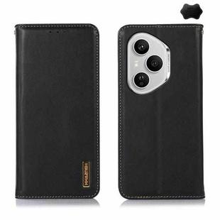 For Honor 400 Pro Global 160.8mm KHAZNEH Nappa Top Layer Cowhide Leather Phone Case(Black)