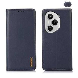 For Honor 400 Pro Global 160.8mm KHAZNEH Nappa Top Layer Cowhide Leather Phone Case(Blue)