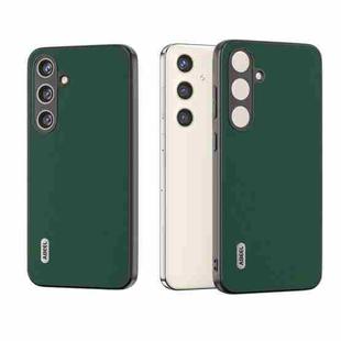 For Samsung Galaxy S24+ 5G ABEEL Genuine Leather Silky Soft Black Edge Phone Case(Green)