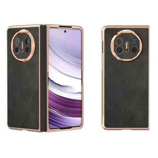 For Huawei Mate X5 Nano Plating Cowhide Texture PU Phone Case(Black)