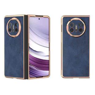 For Huawei Mate X5 Nano Plating Cowhide Texture PU Phone Case(Blue)