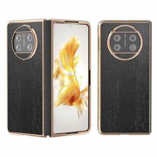 For Huawei Mate X3 Nano Plating Wood Texture PU Phone Case(Black)
