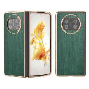 For Huawei Mate X3 Nano Plating Wood Texture PU Phone Case(Green)