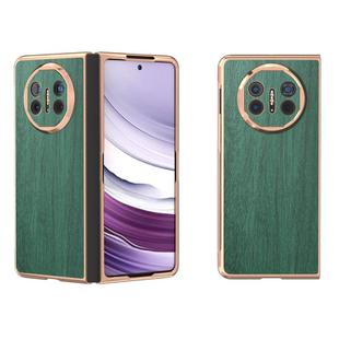 For Huawei Mate X5 Nano Plating Wood Texture PU Phone Case(Green)