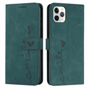 For iPhone 15 Pro Max Skin Feel Heart Pattern Leather Phone Case(Green)