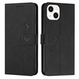 For iPhone 15 Skin Feel Heart Pattern Leather Phone Case(Black)