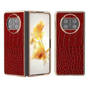 For Huawei Mate X3 Nano Plating Genuine Leather Crocodile Pattern Phone Case(Red)