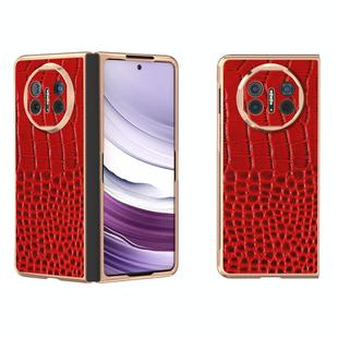 For Huawei Mate X5 Nano Plating Genuine Leather Crocodile Pattern Phone Case(Red)