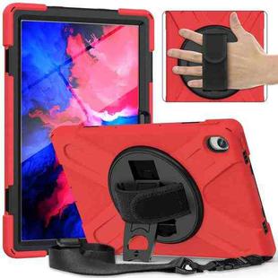 For Lenovo Tab P11 Silicone Hybrid PC Tablet Case with Grip & Shoulder Strap(Red)