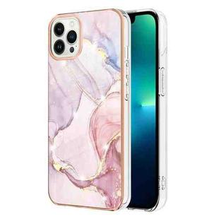 For iPhone 15 Pro Electroplating Marble Pattern Dual-side IMD TPU Shockproof Phone Case(Rose Gold 005)