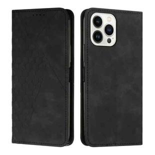 For iPhone 15 Pro Max Diamond Splicing Skin Feel Magnetic Leather Phone Case(Black)