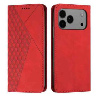 For iPhone 17 Pro Max Diamond Splicing Skin Feel Magnetic Leather Phone Case(Red)