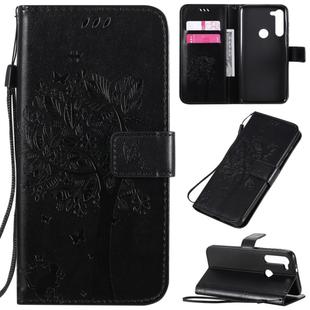 For Motorola Moto G8 Power Tree & Cat Embossed Pattern Horizontal Flip Leather Case with Holder & Card Slots & Wallet & Lanyard(Black)