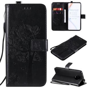For Xiaomi Redmi K30 Pro Tree & Cat Embossed Pattern Horizontal Flip Leather Case with Holder & Card Slots & Wallet & Lanyard(Black)