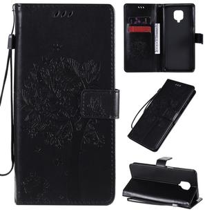 For Xiaomi Redmi Note 9 Pro Tree & Cat Embossed Pattern Horizontal Flip Leather Case with Holder & Card Slots & Wallet & Lanyard(Black)